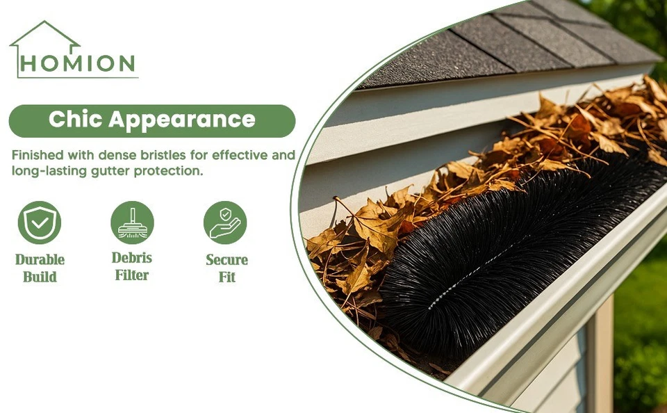 Roof Gutter Brush Leaf Guard Drain Filter Shield Blockage Stopper Debris Control - Image 3 of 4