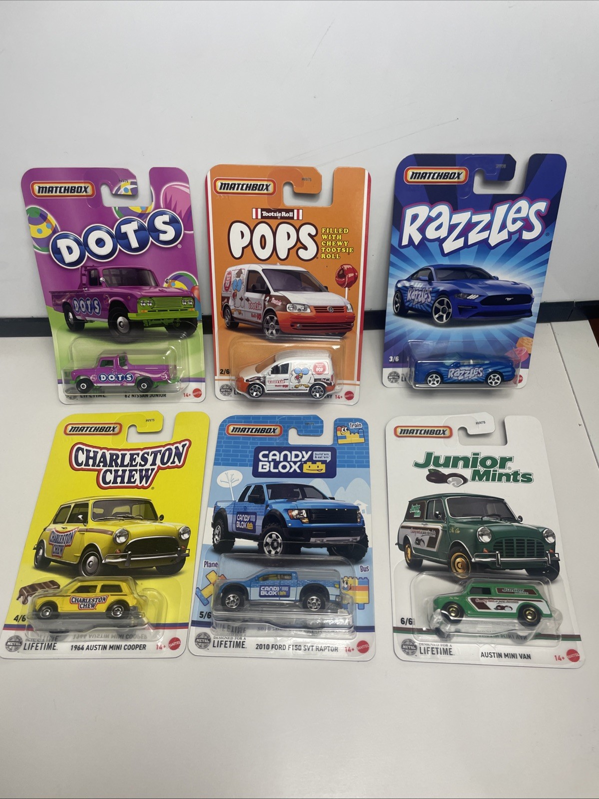2025 MATCHBOX CANDY SERIES- COMPLETE SET OF 6-HARD TO FIND-BRAND NEW!!