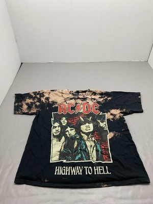 Shirt Mens XL Black AC/DC Highway To Hell Bleach Tie Dye Graphic Tee Tagless