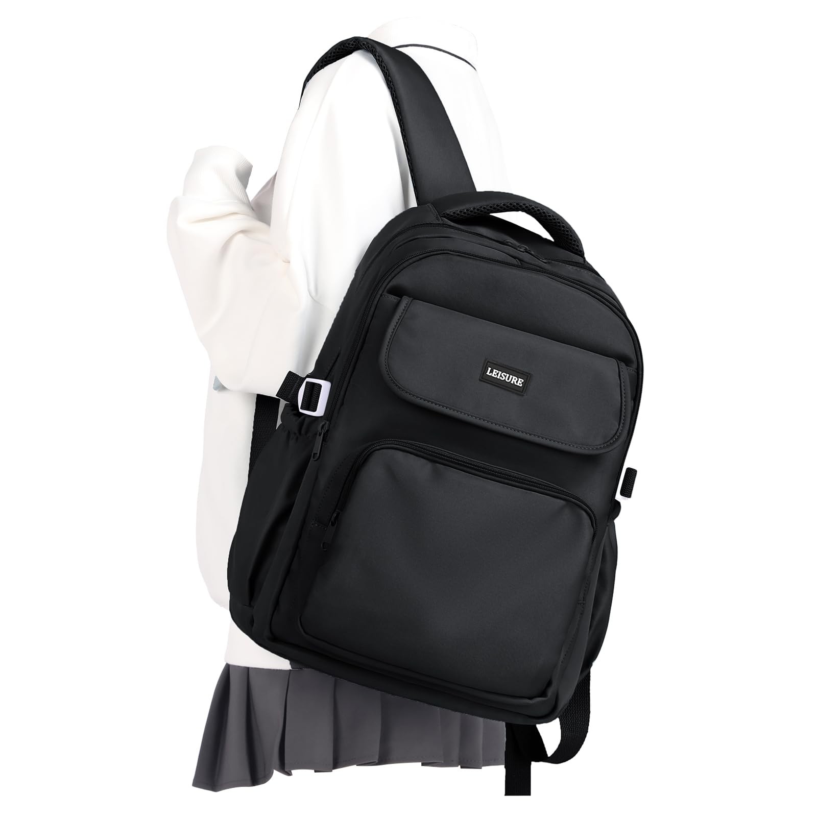 Sleek Lightweight Black Backpack for School and College Essentials