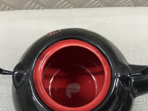 Ostasiatisches Teeservice schwarz rotes Pferd  - Bild 4 von 6