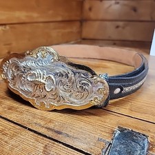 Scorpion Buckle Western Cowboy Style Hebilla Alacr n Vntg Silverplated
