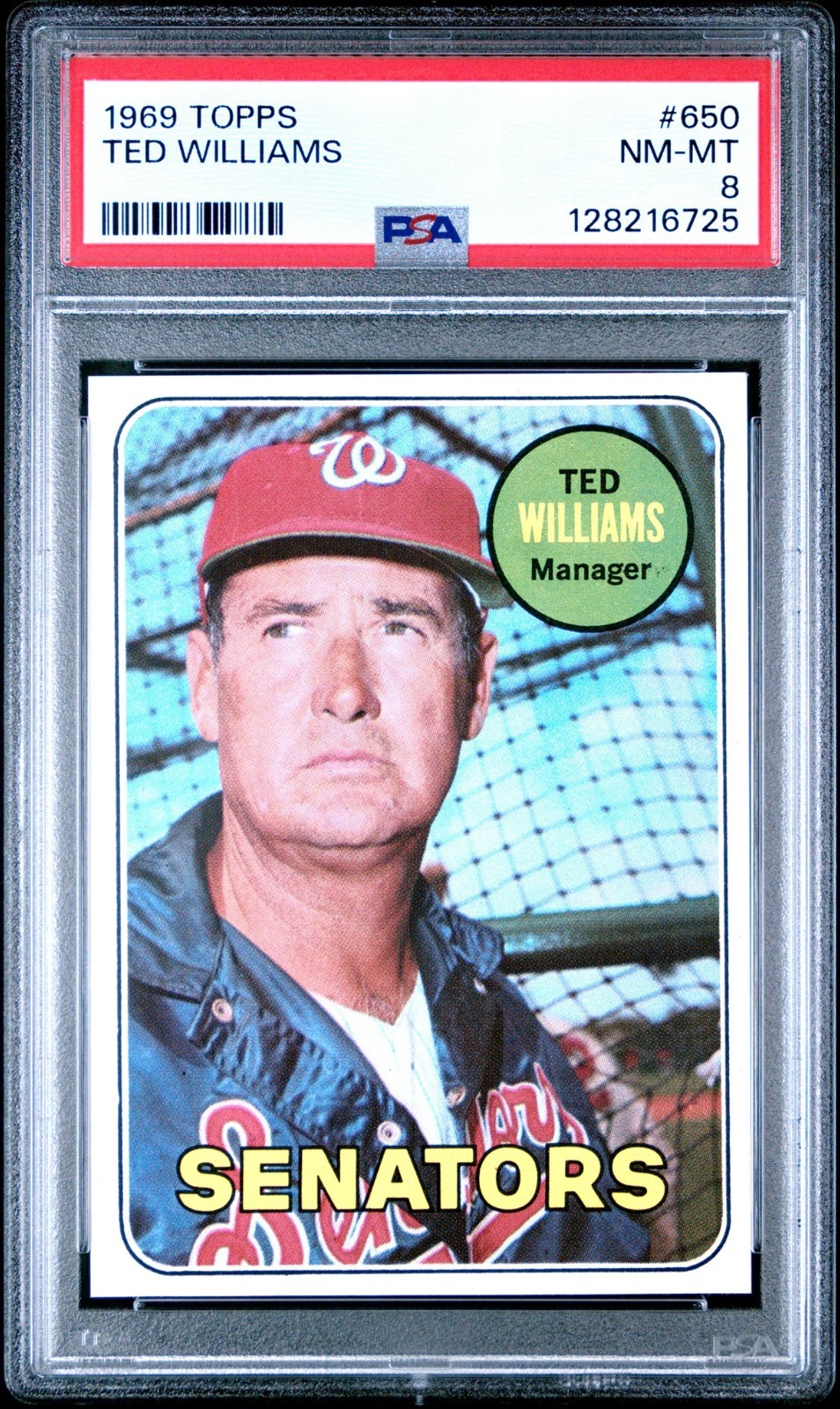 1969 Topps #650 Ted Williams PSA 8 NM-MT Washington Senators Baseball Card