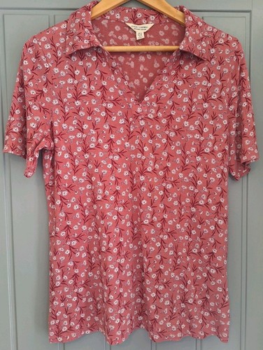 Seasalt Pink Floral Misty Sky Stretch Jersey Shirt Size 10