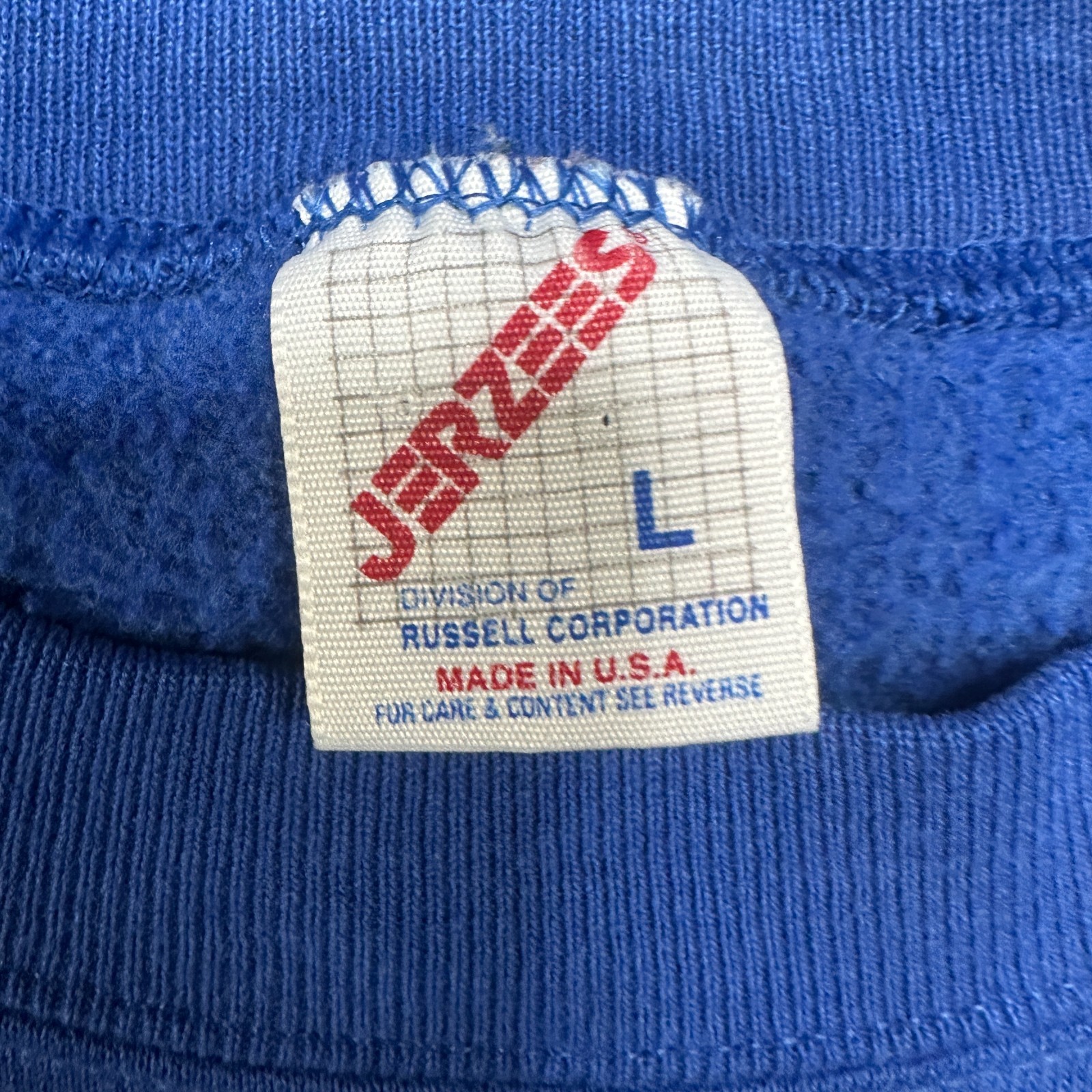 Vintage Blank Crewneck Sweatshirt Mens L Blue Jerzees Made In USA image 9