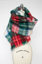 1960s Scarf Mohair Scottish Plaid Knit Oversized Wrap