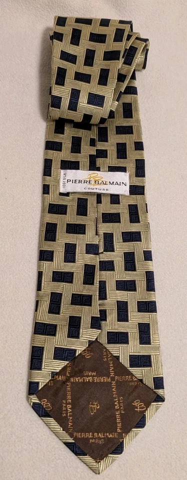 Corbata geométrica Pierre Balmain Couture para hombre 100 % seda T03 Foto 2 de 2