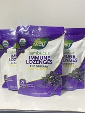 Lot of 3 - Nature’s Way Sambucus Elderberry Zinc Vitamin C 24 Lozenges EXP 10/26