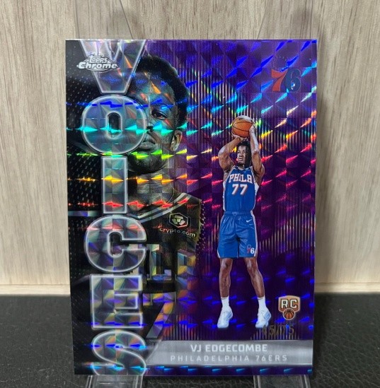 VJ Edgecombe 2025-26 Topps Chrome Voices Purple Geometric Refractor 45/75 RC