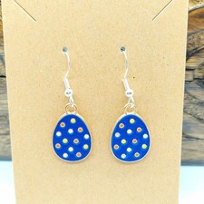 Easter Egg Earrings Blue Polka Dot Spring Easter Earrings