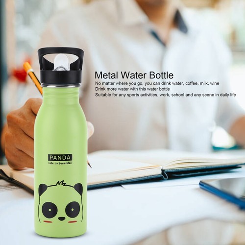 (Panda Verde) Borraccia Sportiva in Acciaio Inox 500ml Carina Isolata Sottovuoto W - Foto 2 di 22