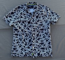 Psycho Bunny Men  s Logo Button Up Shirt Black Size Small