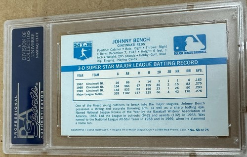 1970 Kellogg's #58 Johnny Bench - PSA 9 Well Centered! - Picture 2 of 2