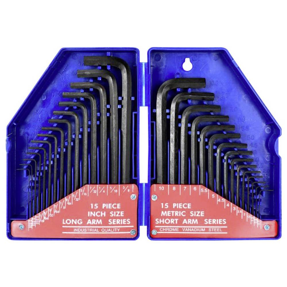 Clé mâle coudée WorkPro hexagonale pour mécanique de précision avec jeu de 6 pièces de 0.7 à 2.5 mm