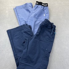 Greys Anatomy Barco Light Blue Spread Good Cheer Navy XS Scrub Pants Lot 2
