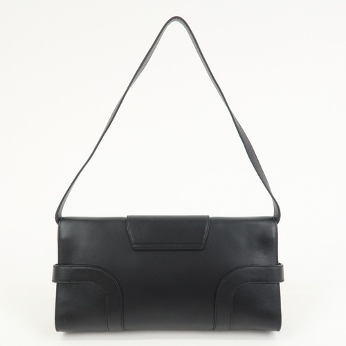Ferragamo Gancini Leather 2Way Bag Hand Bag Shoulder Bag Black Auth Used F/S - Picture 2 of 24