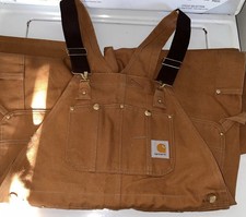 Carhartt R01 BRN Men's Brown Cotton Bib Overalls 38x28