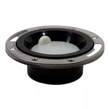 7 In. O.D. ABS Closet Toilet Flange W/Stainless Steel Ring and Knockout, Fits