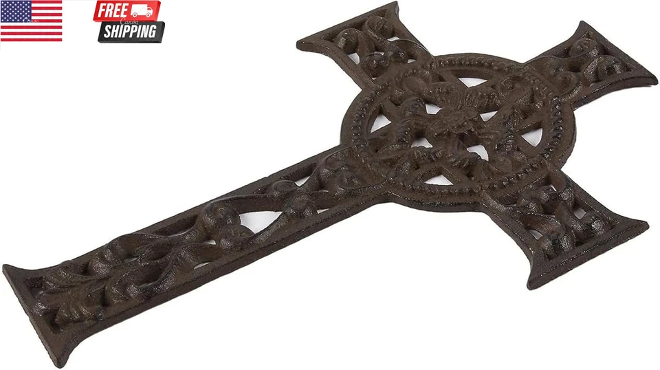 Decorative Crosses Wall Decor - 11.5 X 7.7 In, Dark Bronze, Rustic Cast Iron Gar - Image 2 of 4