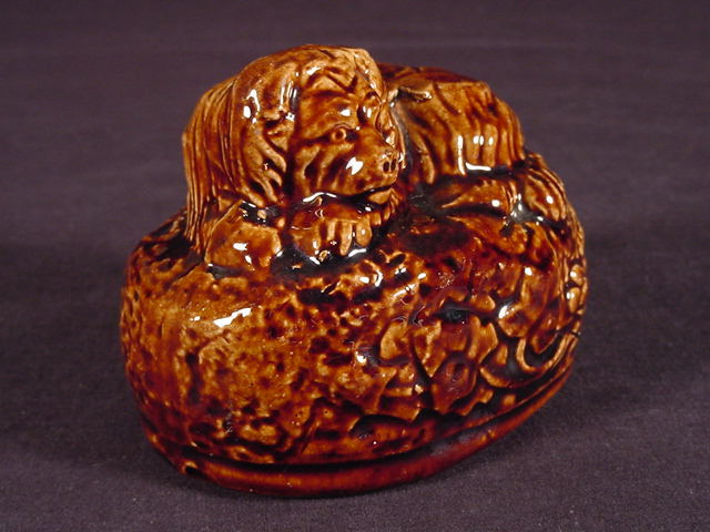 Yellow Ware Rockingham Dogs RARE 1800s RECLINING DOG BANK ROCKINGHAM YELLOW WARE MINT | eBay