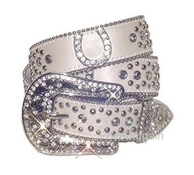 HORSE SHOE WHITE WESTERN RHINESTONE BELT BUCKLE XL | eBay display picture 1
