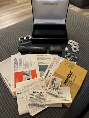 Vintage Minox C Subminiature Spy Camera W/ Box & Carrying Case, Film Plus More