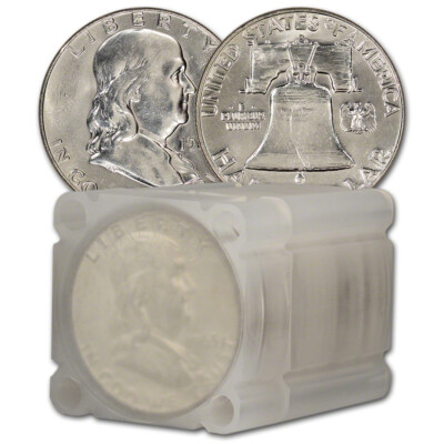 90% Silver Franklin Half Dollars Brilliant Uncirculated - Roll of 20 - $10 Face