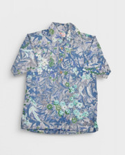 Vintage Sears Hawaiian Shirt Mens S Blue Floral 1/2 Button Fashion 60s 70s