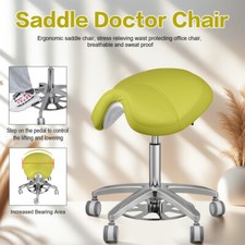 Dental Swivel Saddle Rolling Chair Height Adjustable Micro Fiber Leather Clinics