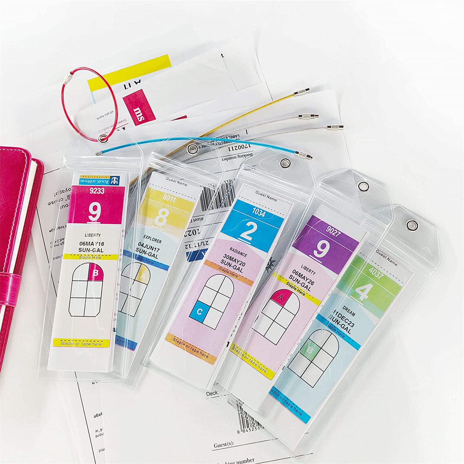 8PCS Cruise Ship LUGGAGE TAG HOLDERs Suits Royal Caribbean, Cunard and Celebrity eBay