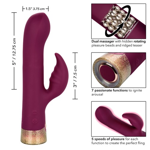 Jopen Starstruck Affair Rechargeable Silicone Rabbit Vibrator 5 Speeds Toy Red - Picture 3 of 5