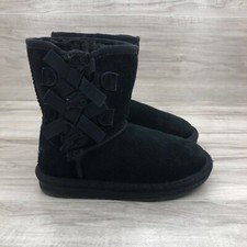 Koolaburra by UGG Boots Kids 11 Victoria Short Black Suede Winter Lined Pull On