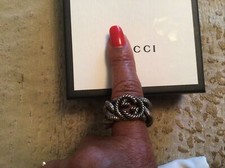 NEW W/B GUCCI INTERLOCKING GOURMETTE STERLING SILVER RING G 21 US 9 1/2