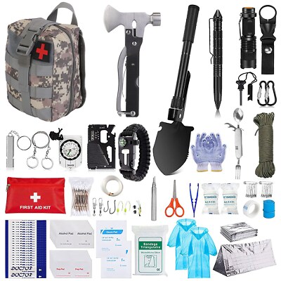 125PCS Outdoor Emergency Survival Kit and First Aid Kit Camping Survival Gear