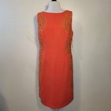 NWT VTG Y2K Leslie Fay (Womens 10) Orange Gold Laser Cut Shift Knee-Length Dress