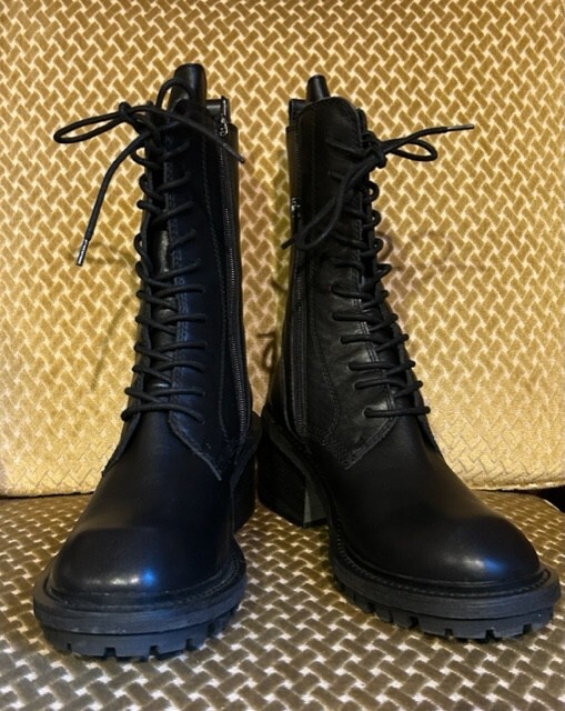 Jeffrey Campbell Annexed Black Side Zip Leather Combat Platform