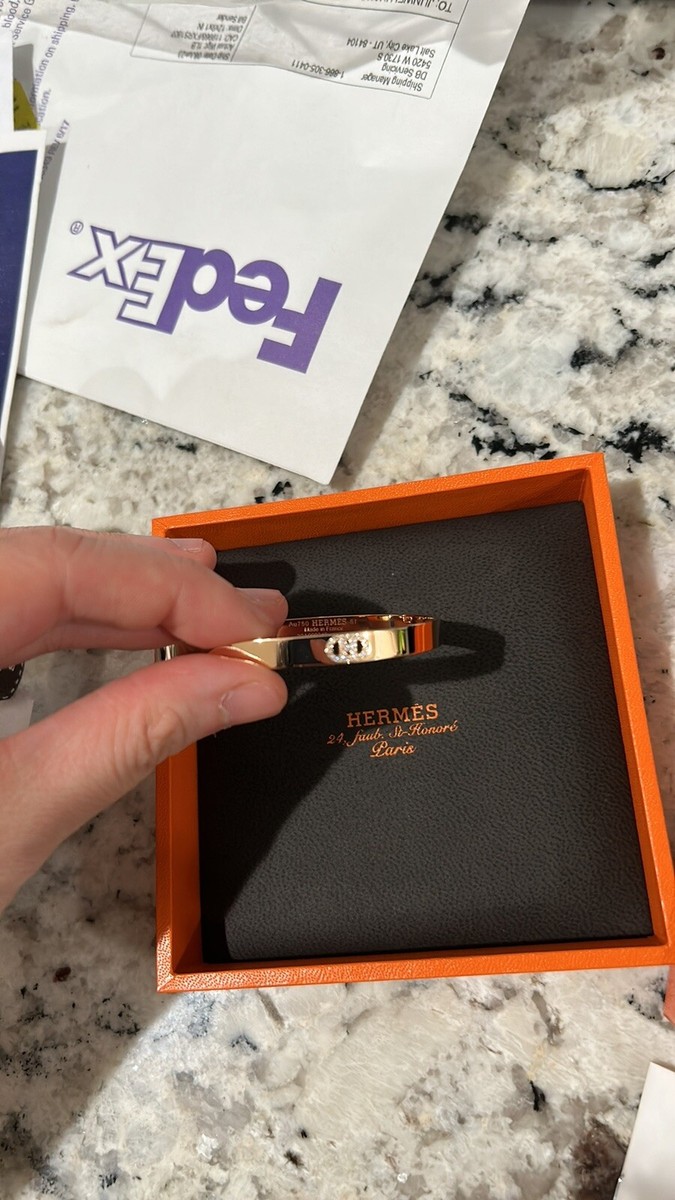 Hermès H d'ancre Bracelet in 18k Rose Gold 0.07 CTW | eBay