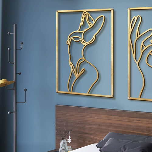 4 Pack Gold Wall Art Décor, Minimalist Décor Single Line Art Wall Décor, Real Me - Picture 9 of 12