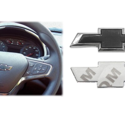 For Silverado Tahoe Universal Bowtie Steering Wheel Emblem Badge 3D Chrome Black