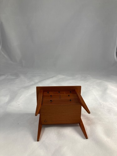 Miniature Dollhouse small table made of wood with divided drawer on top - Picture 3 of 8