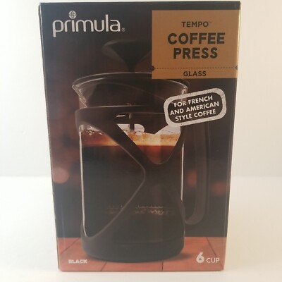 Primula Tempo French American Coffee Press Tempo 6 Cup, Black, New Open Box