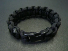 Paracord bracelet Black  7 Strand 550 LB USA made Size 5 to 10