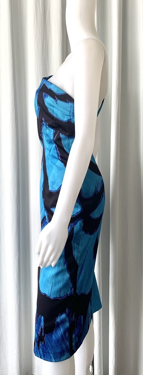 Versace Classic V2 Turquoise Black Abstract One Shoulder