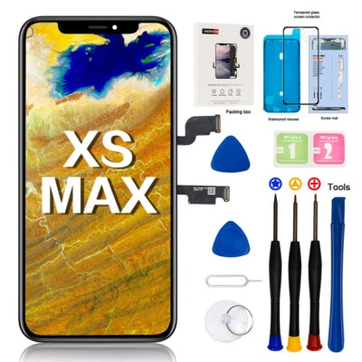 EFAITHFIX POUR IPHONE XS MAX ECRAN LCD OLED COMPLET VITRE TACTILE NOIR +OUTIL+VERRE TREMPÉ