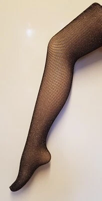 SILVER LEGS BLACK AND SILVER OR BLACK AND GOLD LUREX FISHNET TIGHTS ONE SIZE FREEPOST