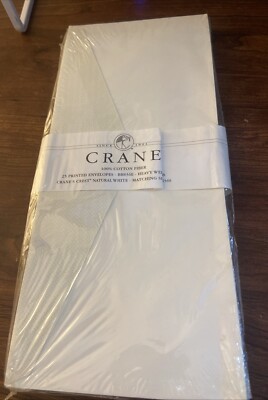 Crane & Co Stationary Crest Flourecent White 25 Envelopes BB831E Vintage