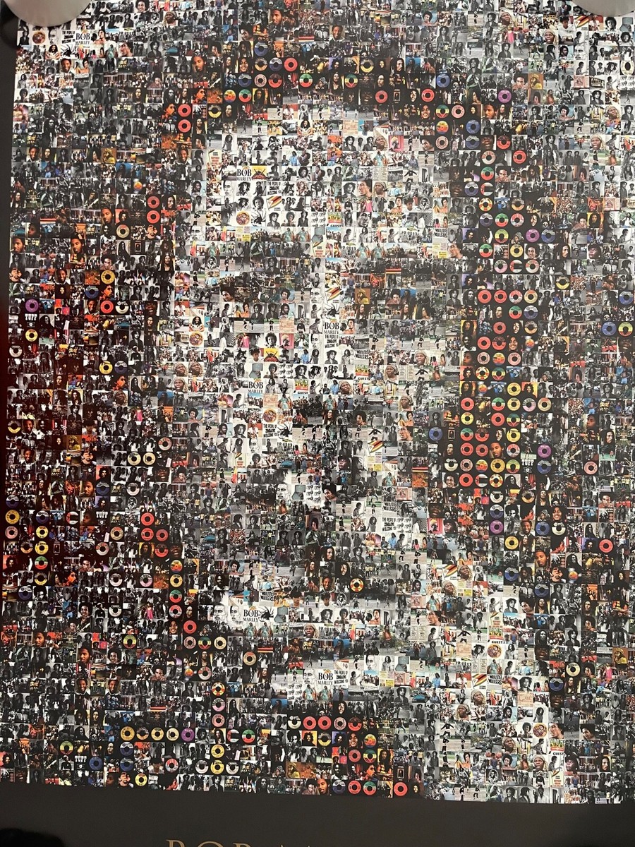 BOB MARLEY, PHOTOMOSAIC BY ROBERT SILVERS, AUTHENTIC 1998 POSTER