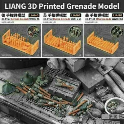 1/35 3D Print Resin WWII US/German/Soviet Hand Grenade Miniatures
