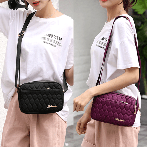 Women Rhomboid Quilted Crossbody Shoulder Handbag Lightweight Large Capacity Bag