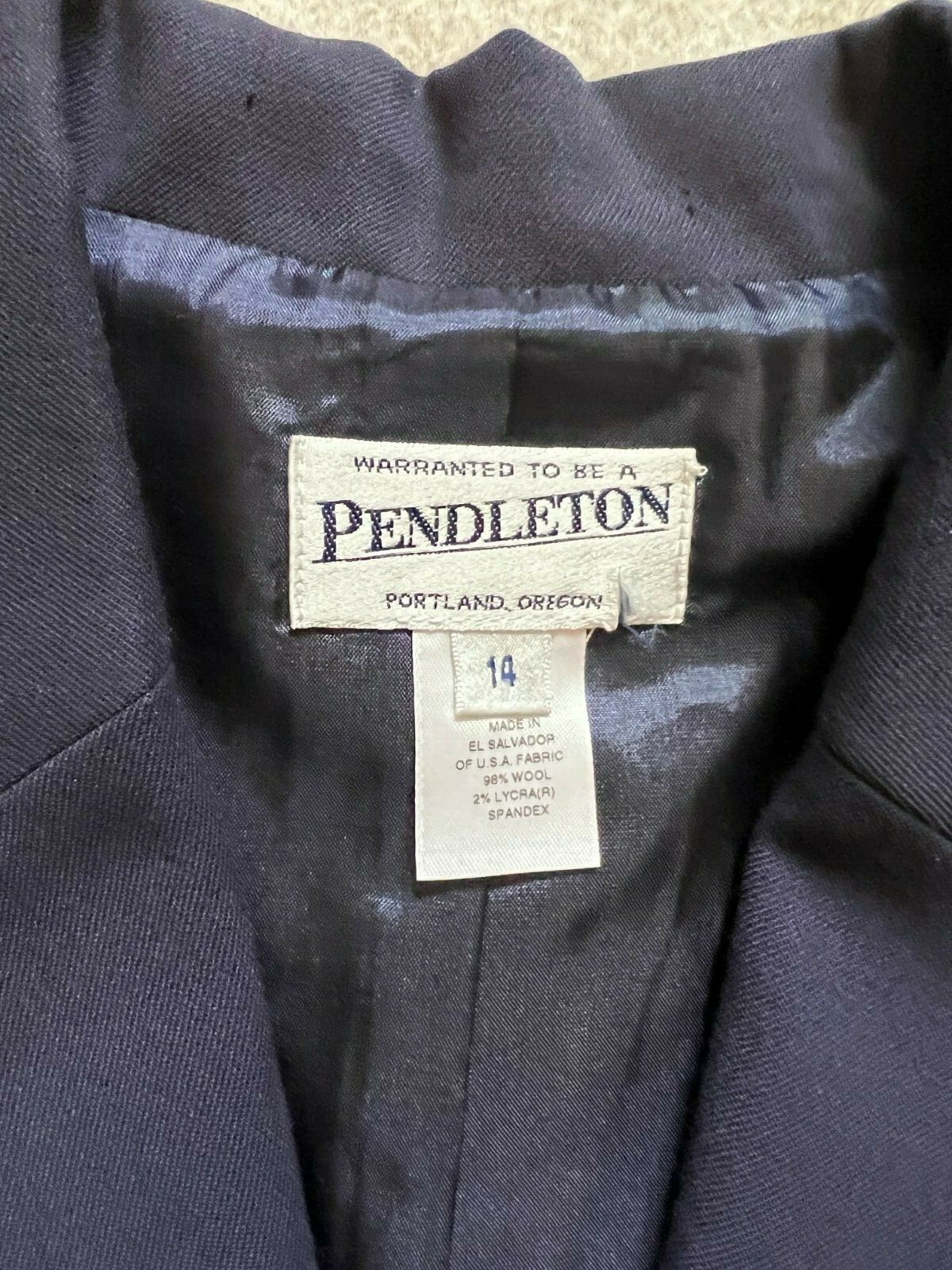 Pendleton 2 Button Dark Blue Blazer Petite 14 100… - image 3